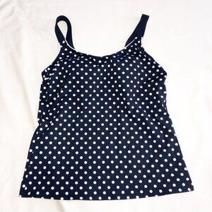Lands End Navy White Polka Dot Tankini Swim Top Size 4 Separate Adjustable Strap